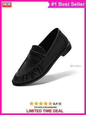 Faux Leather Penny Loafers Slip On Flats Closed Toe Dressy Casual Business Shoes
